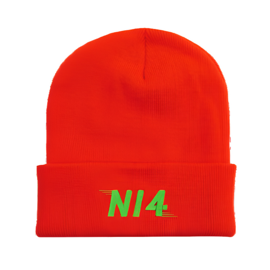 NI4: NEON ORANGE LOGO BEANIE