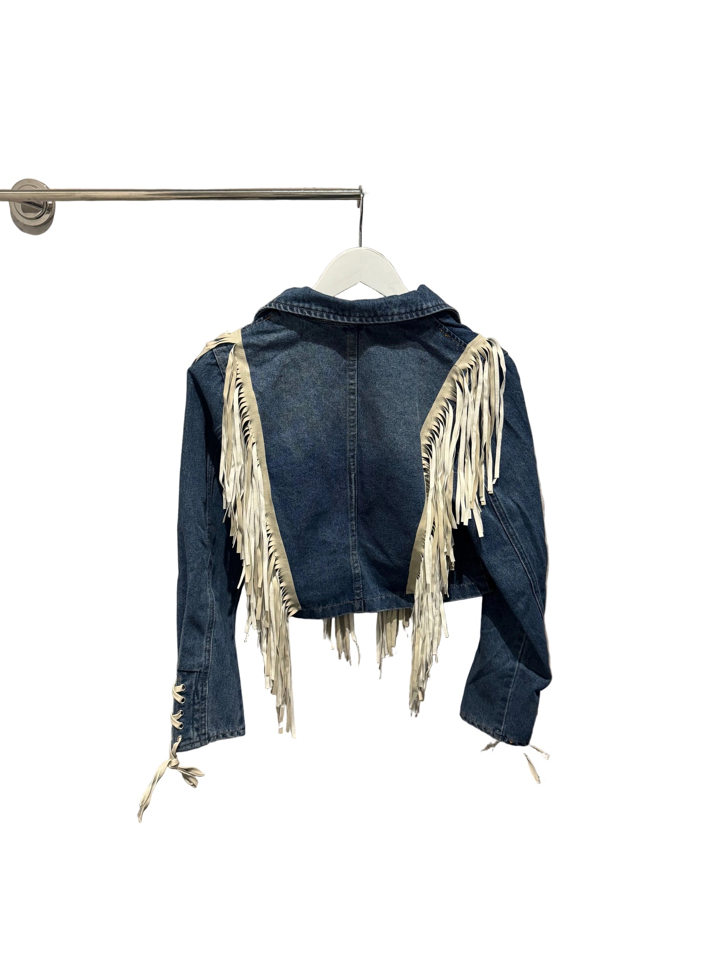 SAINTS AND HEARTS: FRINGE DENIM BLAZER JACKET