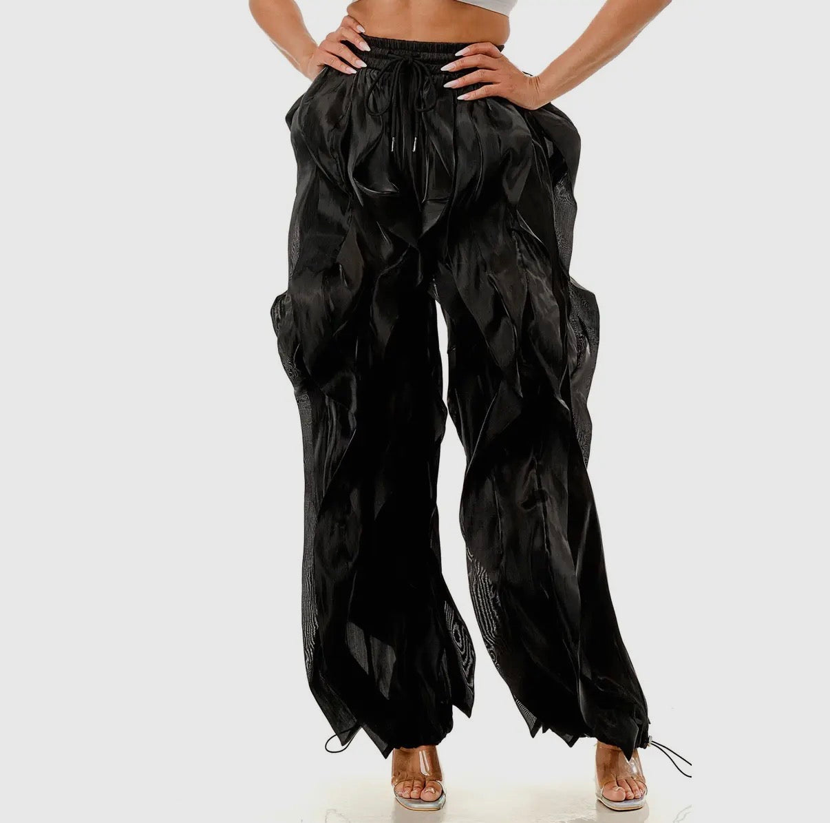 BOHO: RIPPLE SATIN WIDE LEG PANTS
