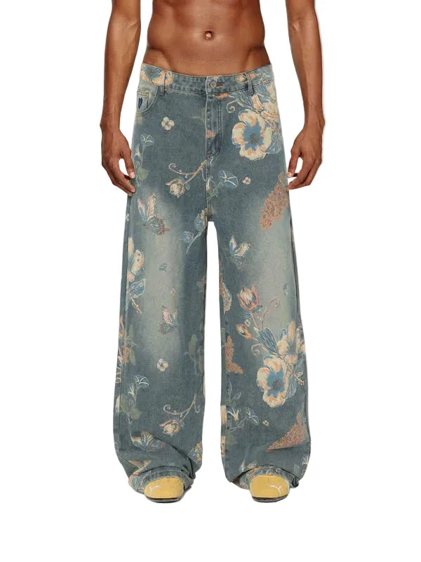 AELFRIC EDEN: FLORAL BAGGY JEANS