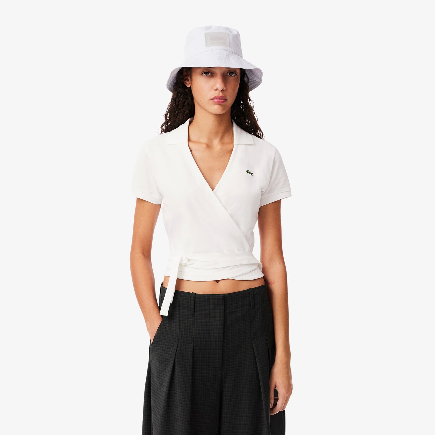 LACOSTE: MINI PIQÚE WRAP POLO TOP