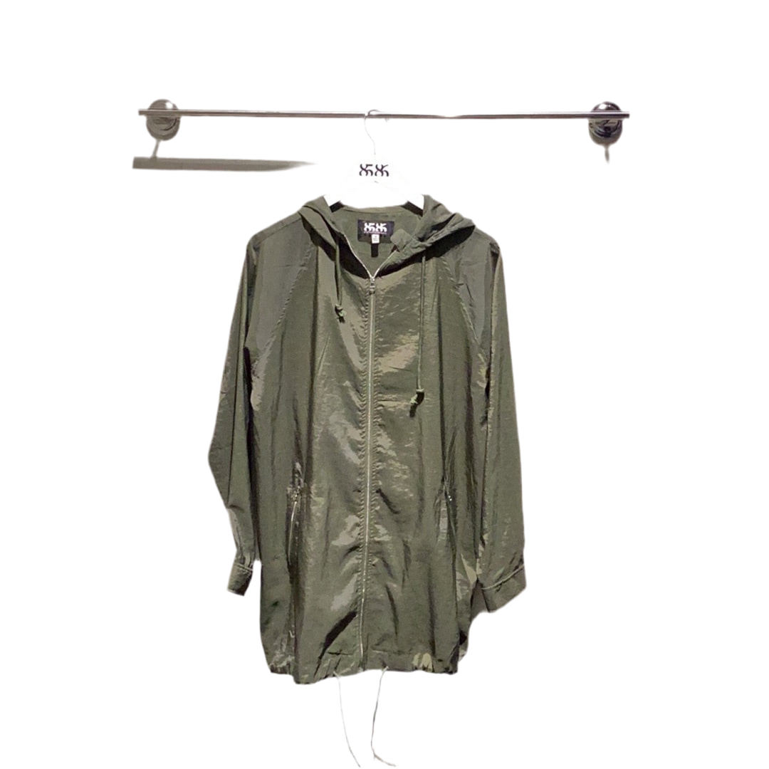 8586: OVERSIZED ZIP UP WINDBREAKER WITH DRAWSTRING