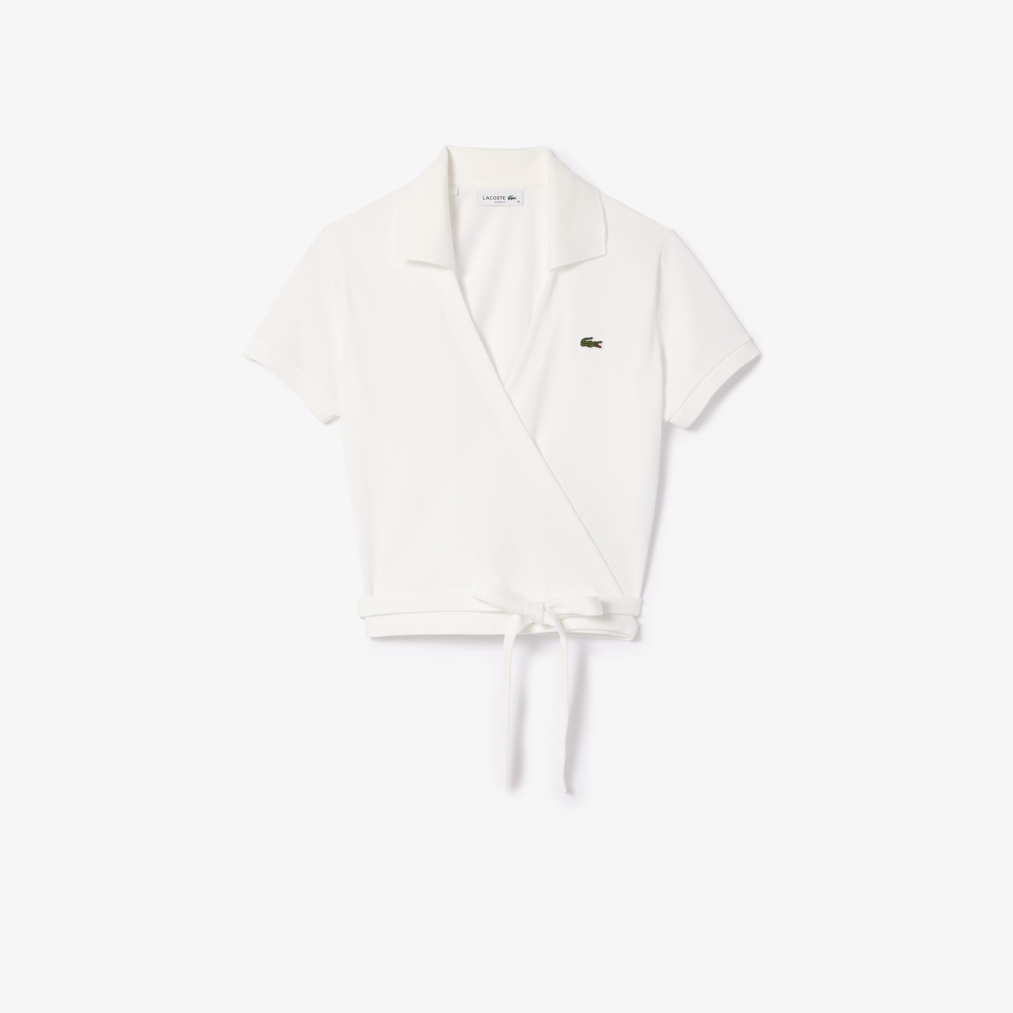 LACOSTE: MINI PIQÚE WRAP POLO TOP – 85 86 eightyfiveightysix