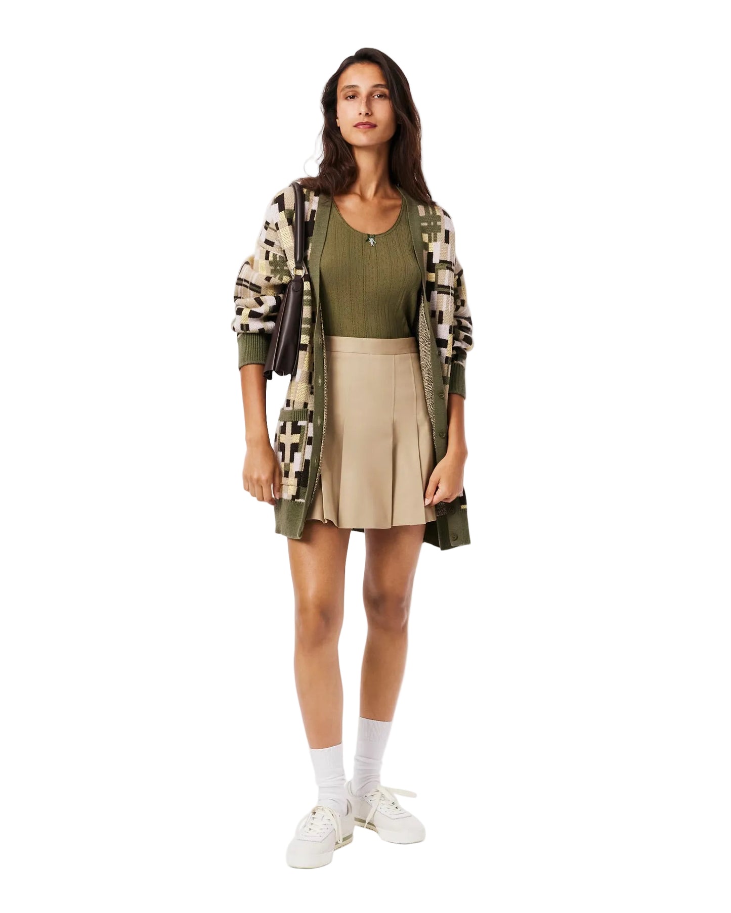LACOSTE: STRETCH COTTON PLEATED SKIRT