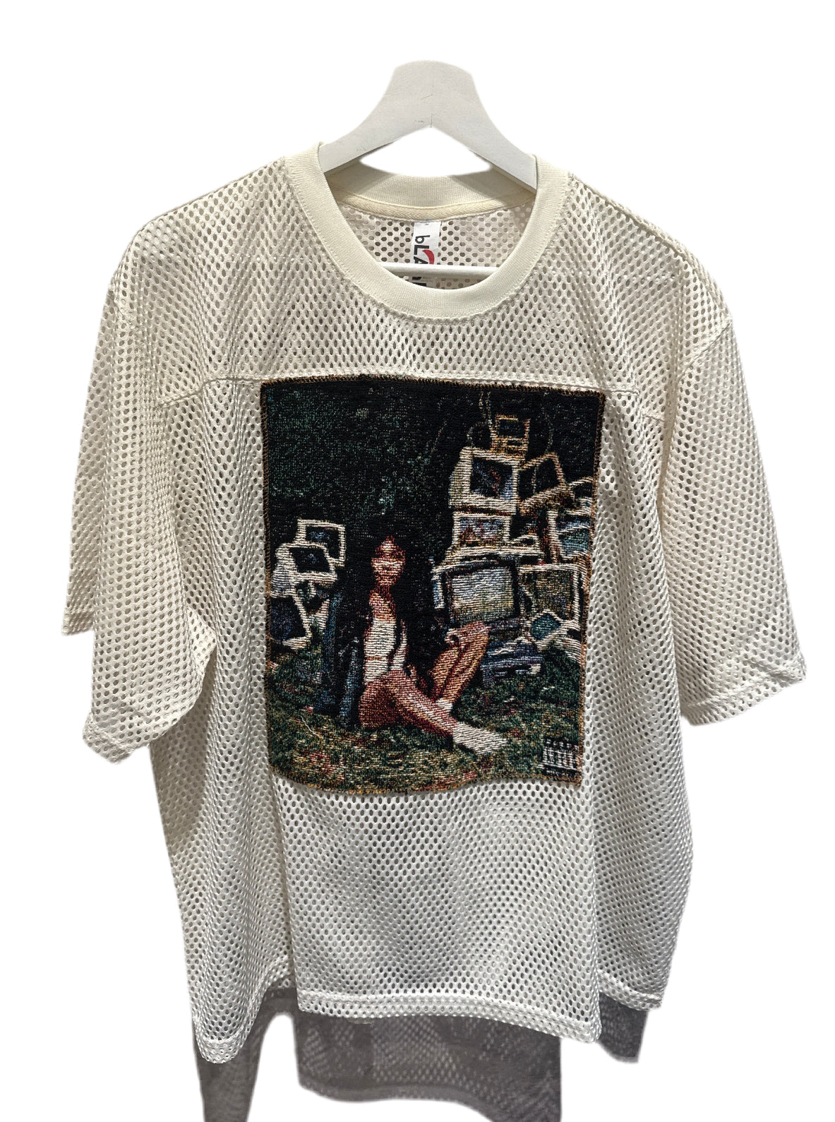 ANGEL GENTLE: SZA JERSEY MESH TAPESTRY TOP