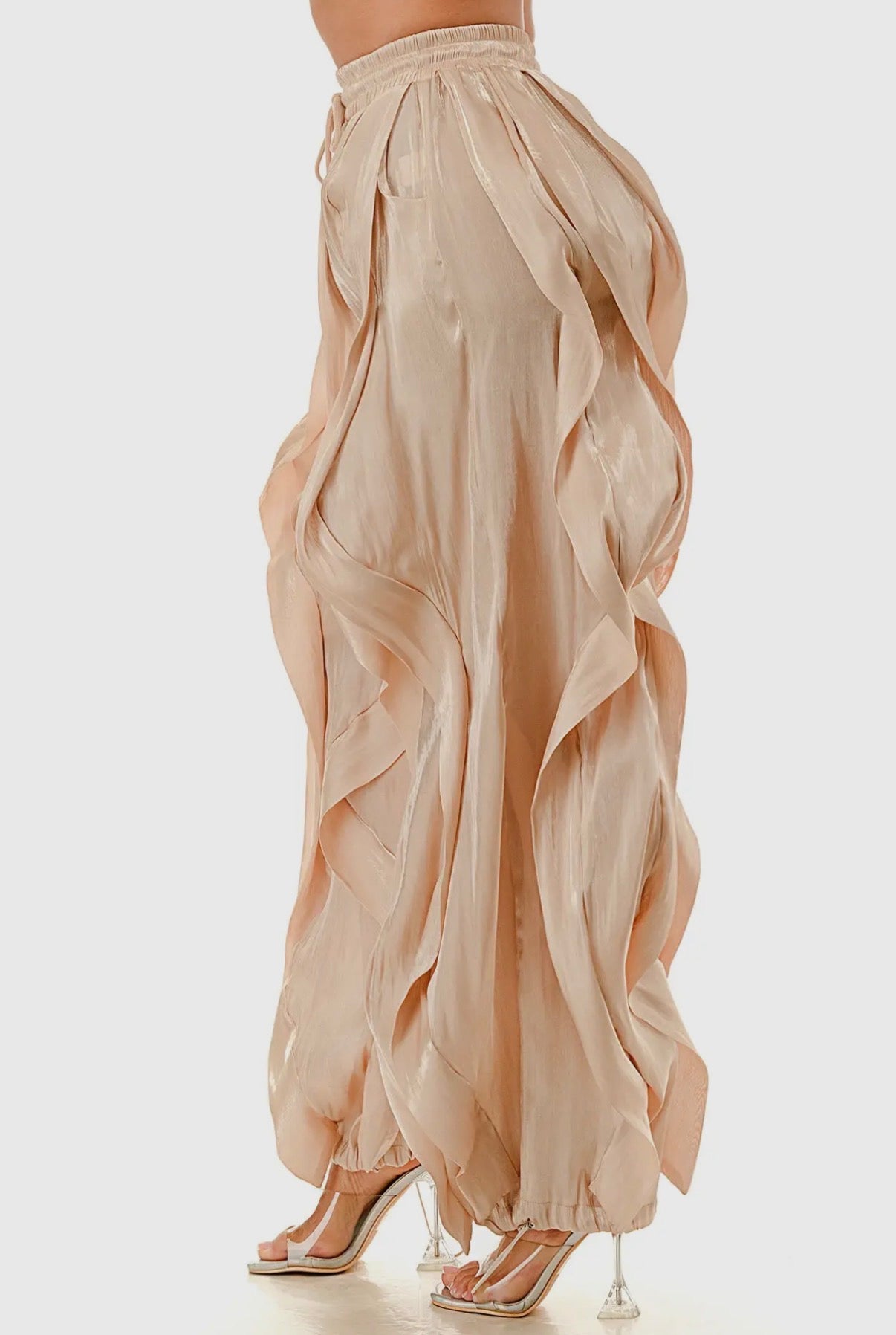 BOHO: RIPPLE SATIN WIDE LEG PANTS