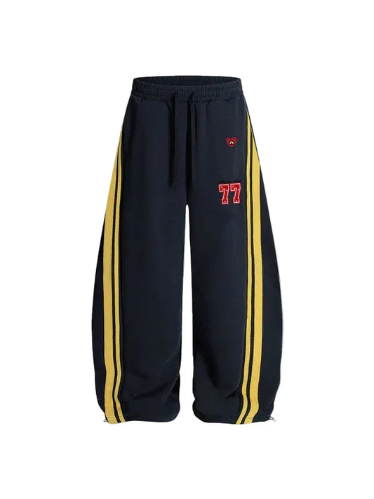AELFRIC EDEN: STRIPED BAGGY BARREL SWEATPANTS