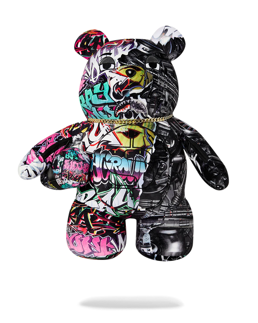 SPRAYGROUND: SPLIT CYBER SHARK TEDDY MONEY BEAR BACKPACK