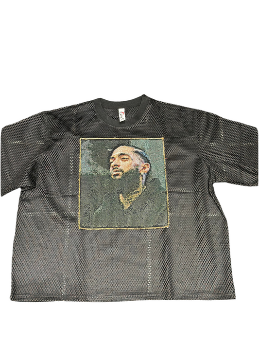 ANGEL GENTLE: NIPSEY JERSEY MESH TOP
