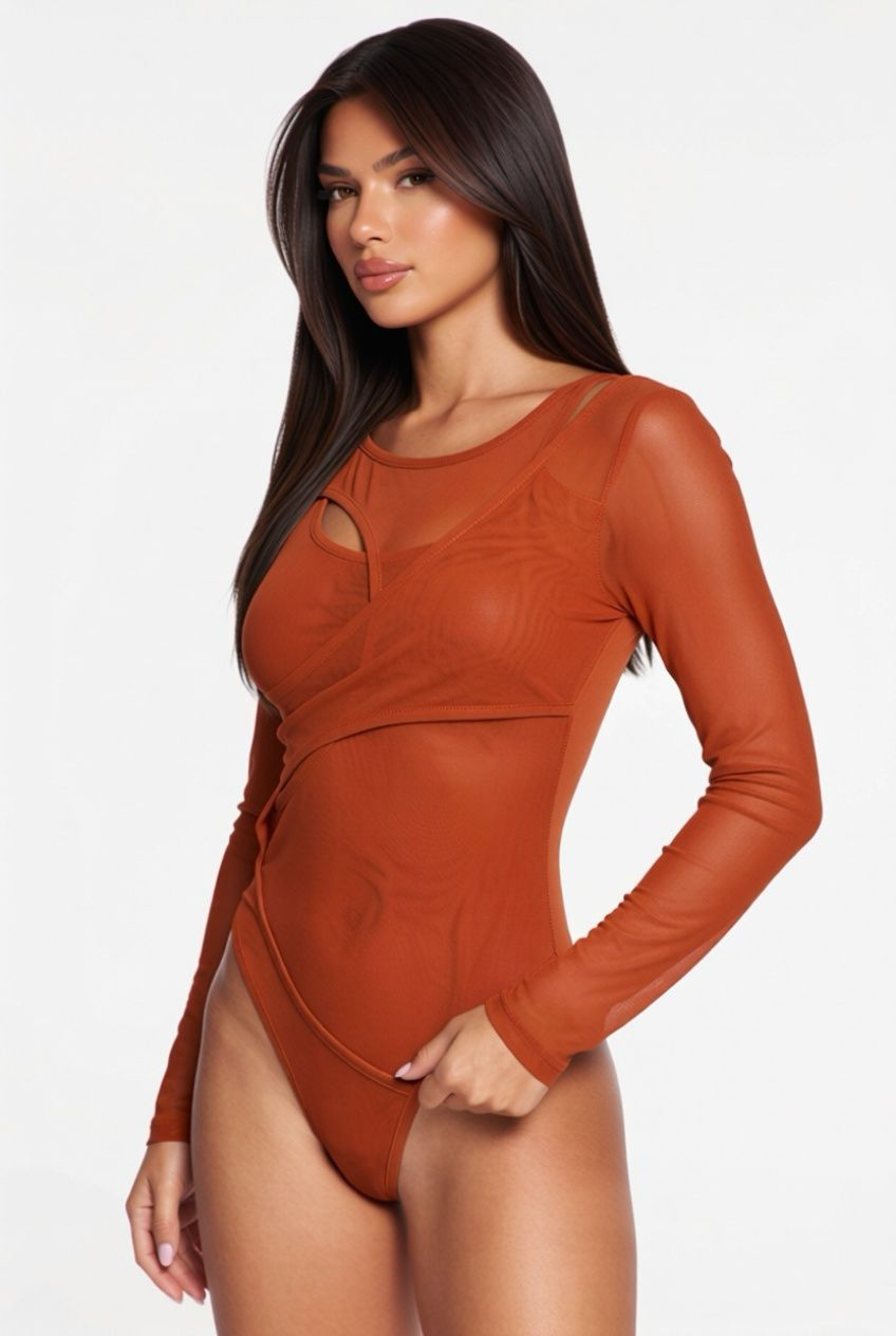 8586: LONG SLEEVE MESH BODYSUIT