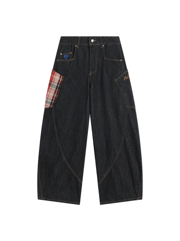 AELFRIC EDEN: PLAID BAGGY JEANS