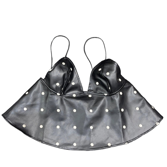 8586 POLKA DOT TOP FAUX LEATHER