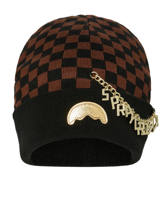SPRAYGROUND: GOLD CHAIN CHECK BEANIE