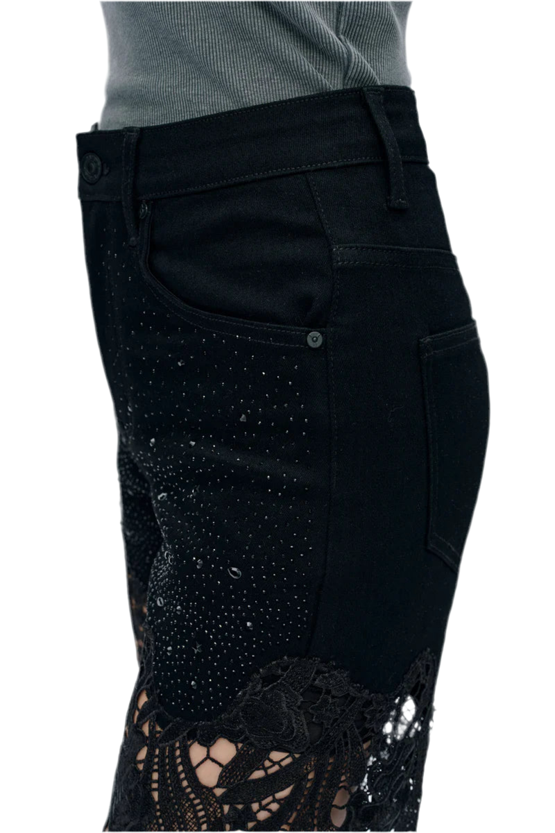 BAYEAS: LACE RHINESTONE JEANS