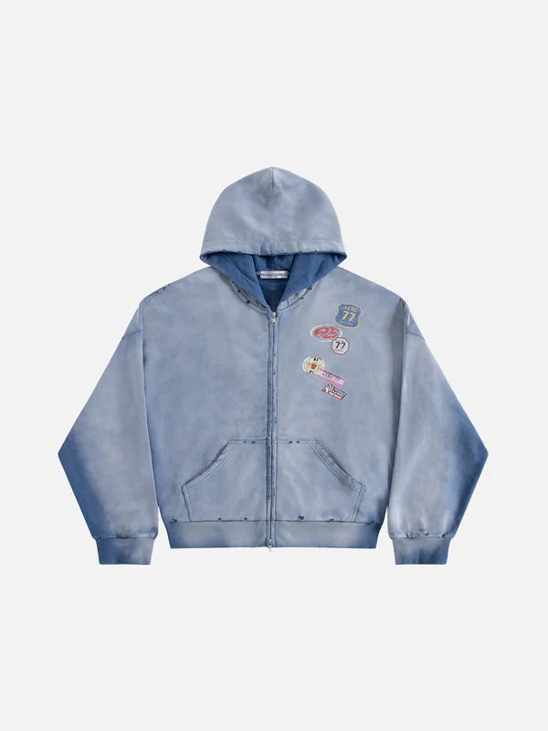 AELFRIC EDEN: BADGE ZIP UP HOODIE
