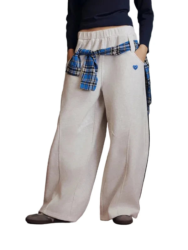 AELFRIC EDEN: BAGGY SWEATPANTS w/PLAID PATCHWORK