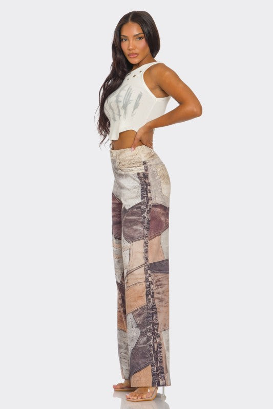 8586: FABRIC PRINTED PANTS