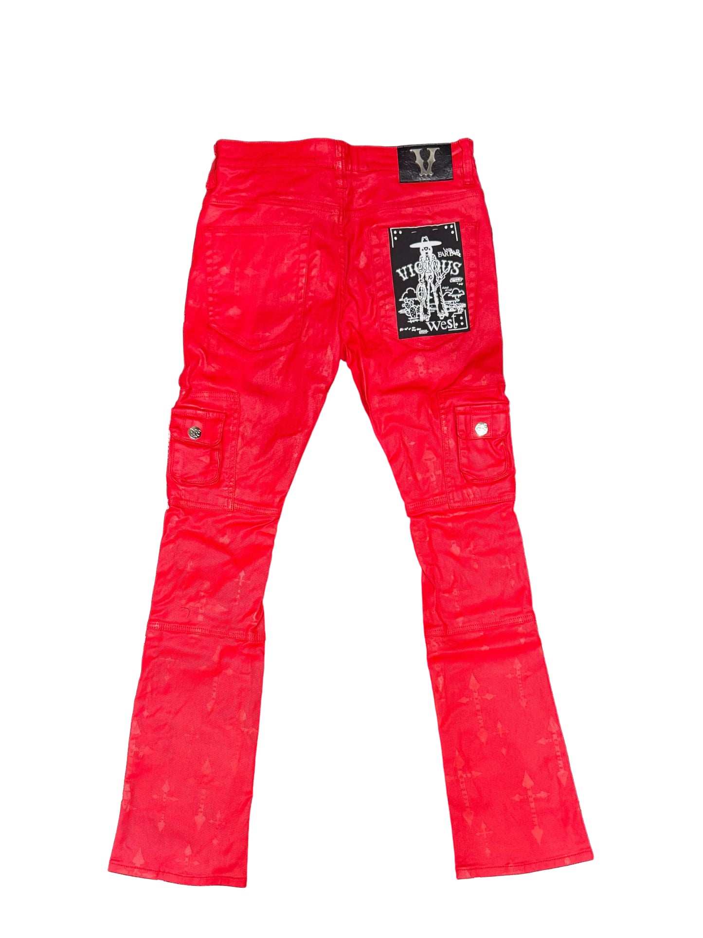 VICIOUS DENIM: RED STACKED JEAN