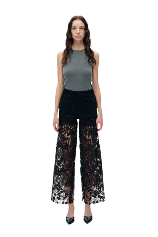 BAYEAS: LACE RHINESTONE JEANS