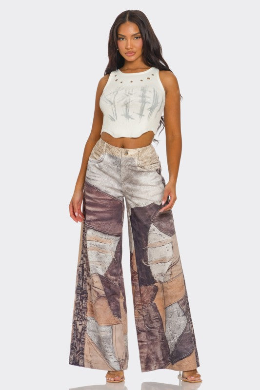 8586: FABRIC PRINTED PANTS