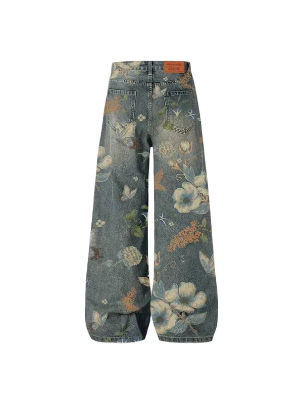 AELFRIC EDEN: FLORAL BAGGY JEANS