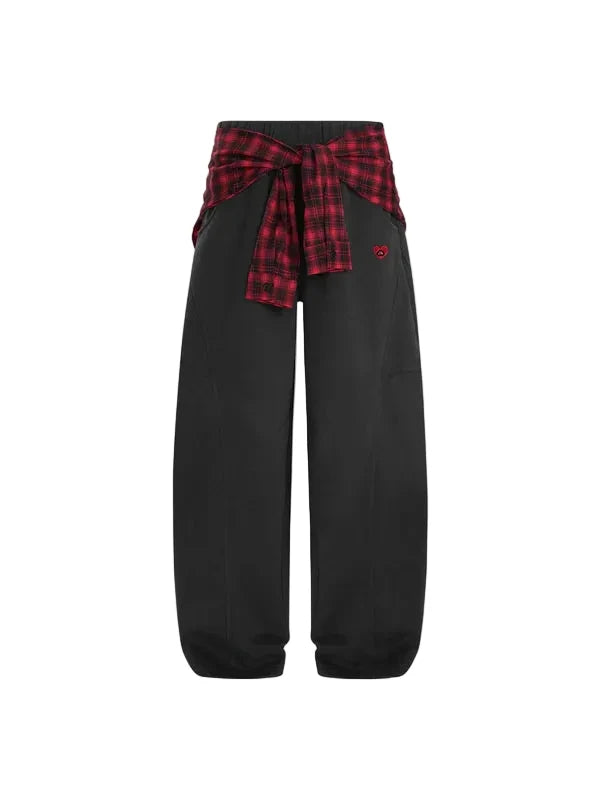 AELFRIC EDEN: BAGGY SWEATPANTS w/PLAID PATCHWORK