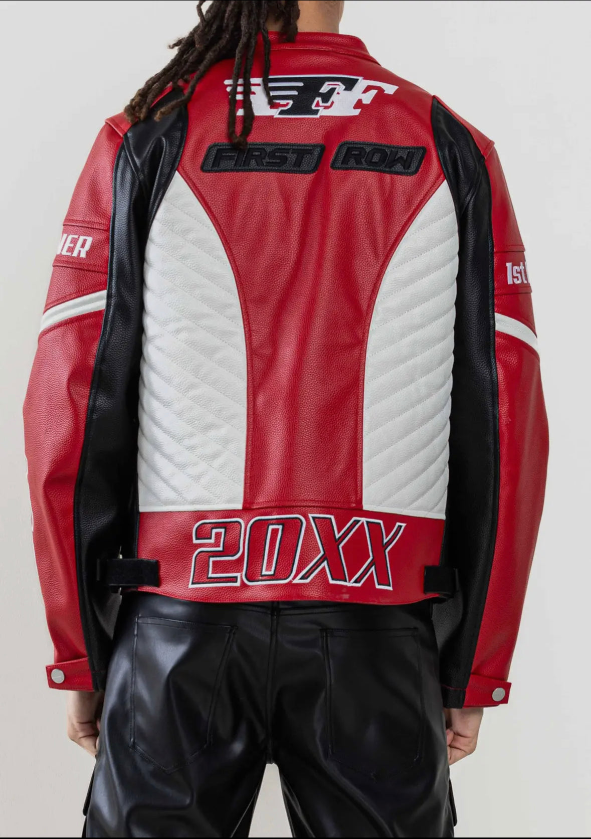 FIRST ROW: RED LEATHER RACING JACKET