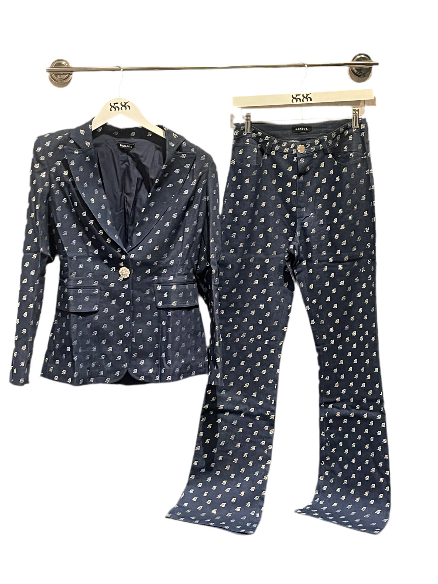 8586: BEDAZZLED DENIM SET