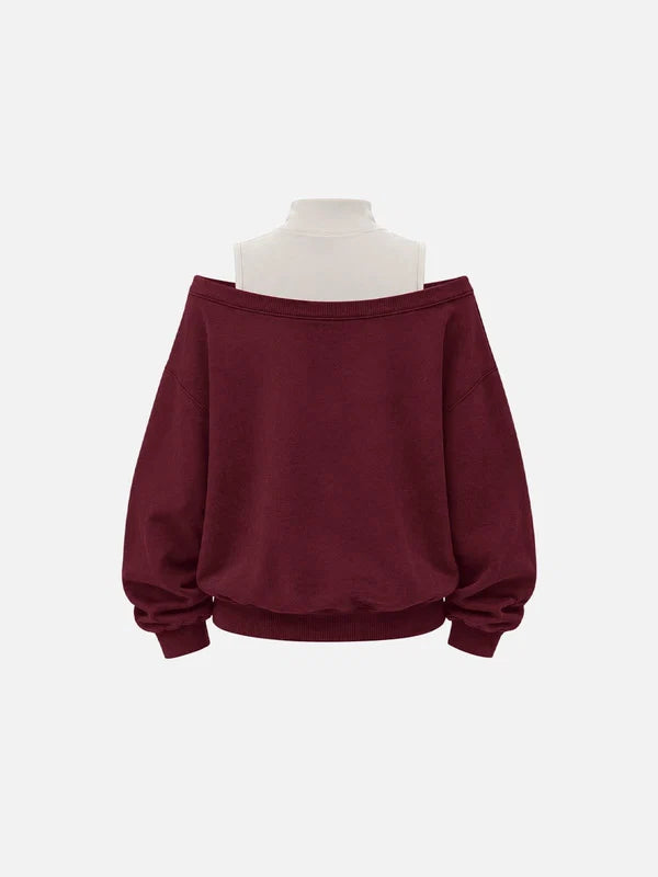 AELFRIC EDEN: LAYERED OFF THE SHOULDER SWEATSHIRT