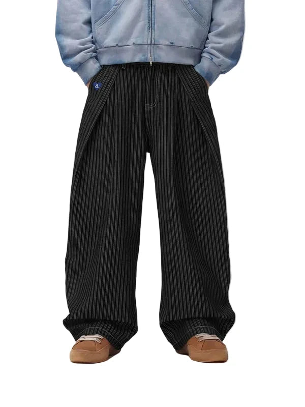 AELFRIC EDEN: PINSTRIPE BAGGY JEANS
