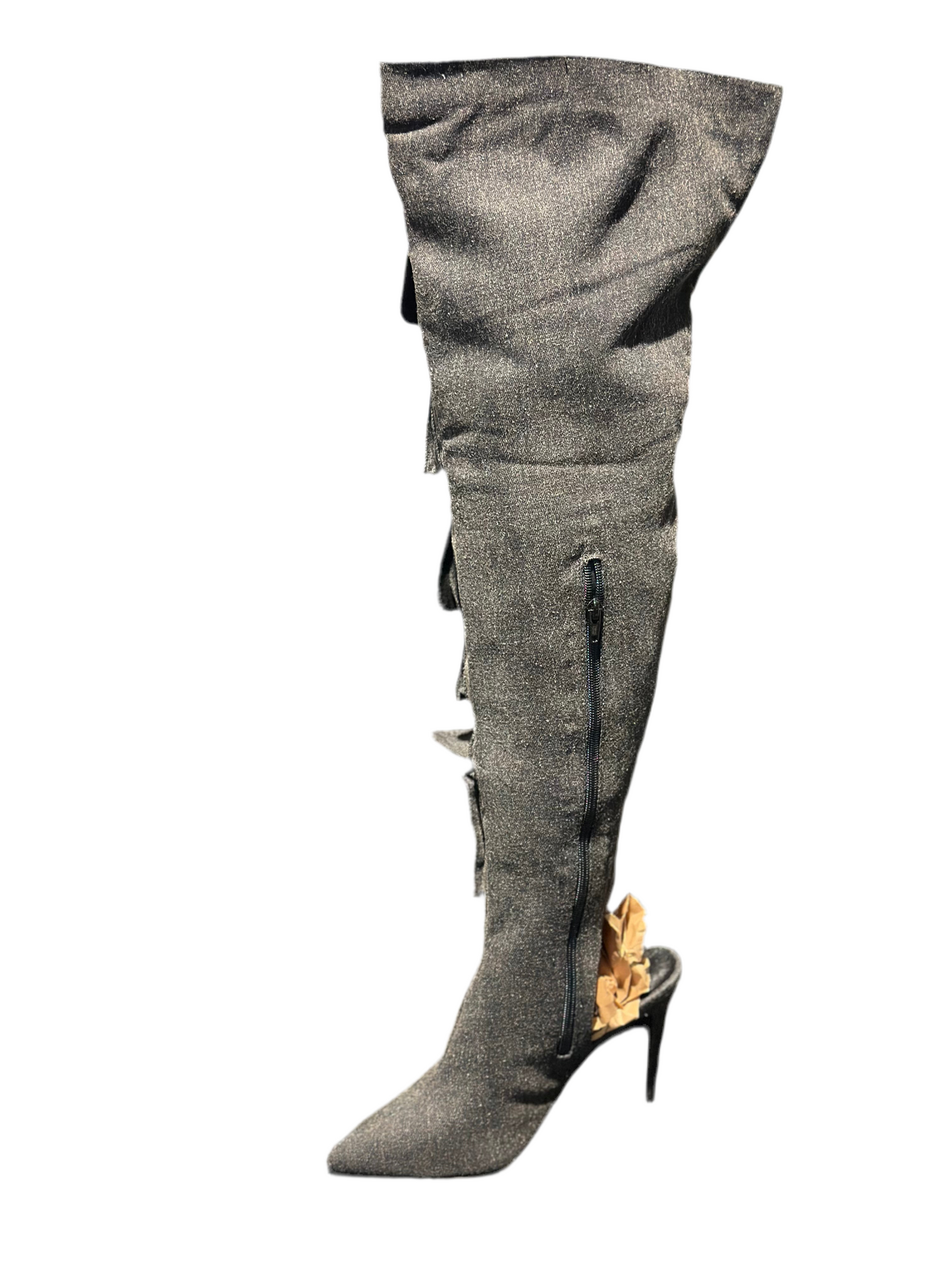 FUNHOUR DENIM THIGH HIGH BOOTS
