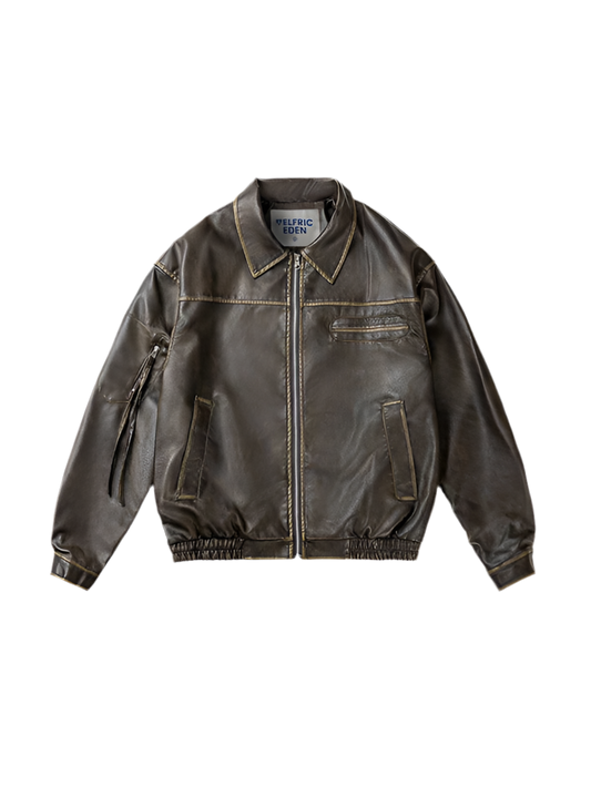 AELFRIC EDEN: MULTI POCKET FAUX LEATHER JACKET