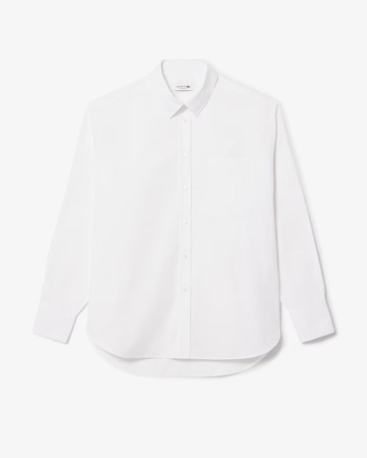 LACOSTE: OVERSIZED COTTON BUTTON DOWN SHIRT