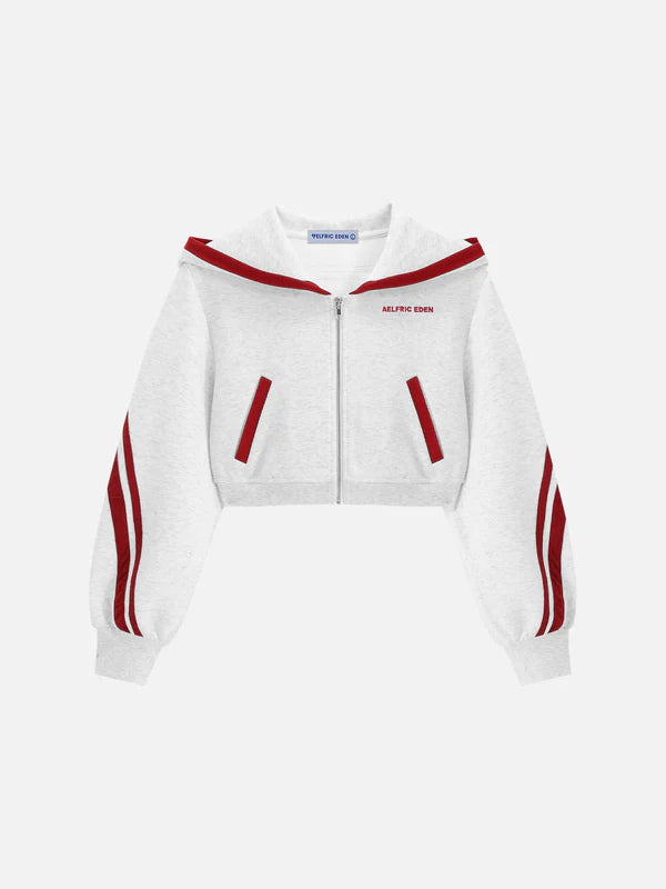 AELFRIC EDEN: CROPPED CONTRAST STRIPE HOODIE