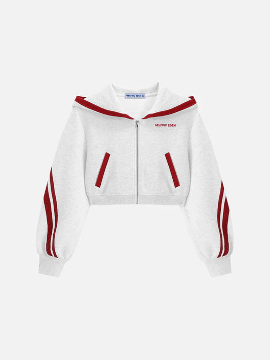 AELFRIC EDEN: CROPPED CONTRAST STRIPE HOODIE