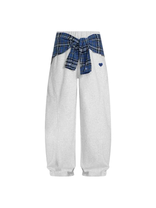 AELFRIC EDEN: BAGGY SWEATPANTS w/PLAID PATCHWORK