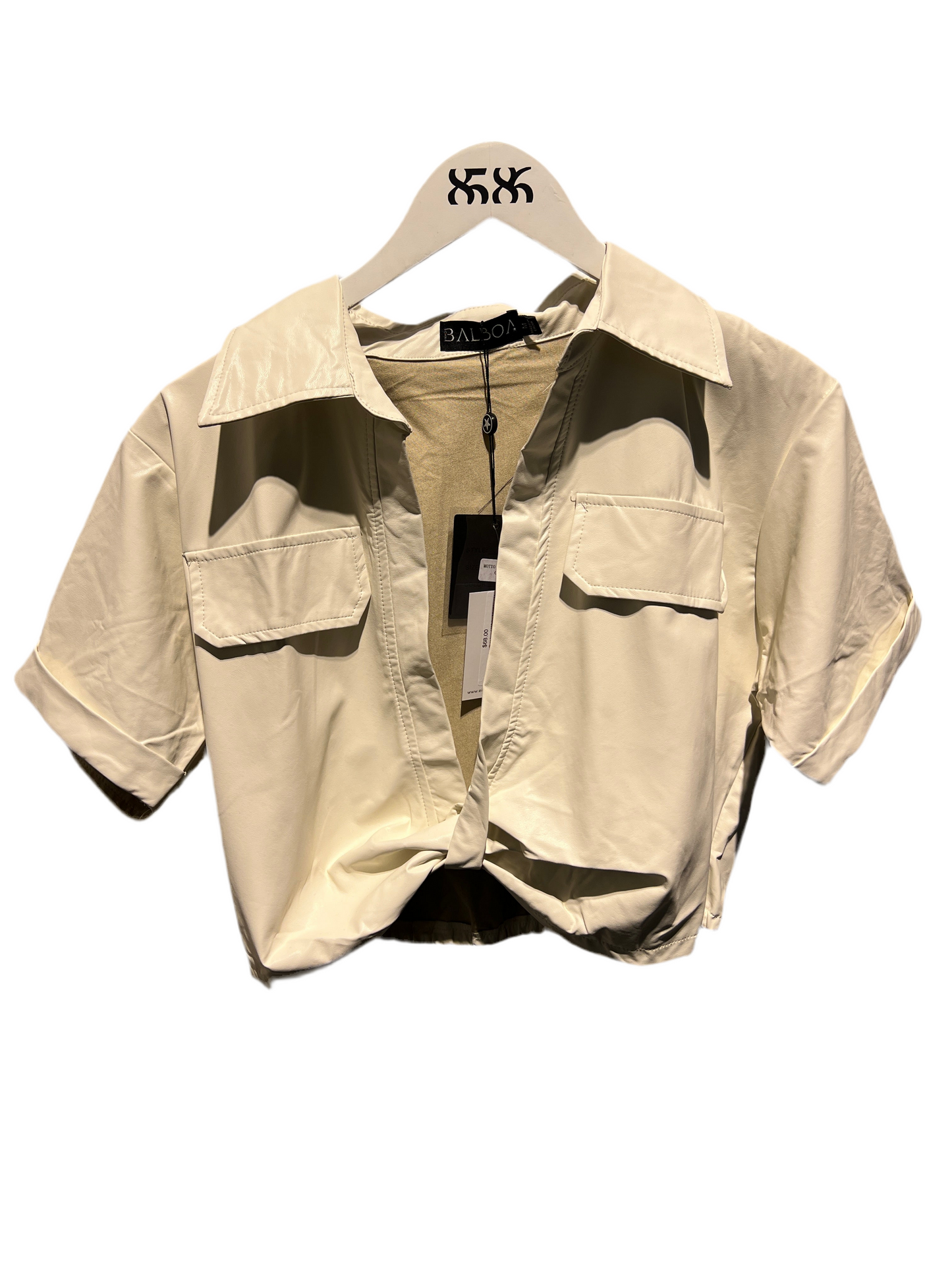 BALBOA: TWISTED FAUX LEATHER TOP