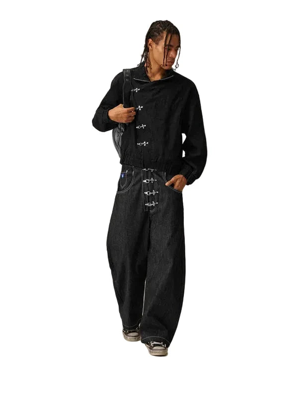 AELFRIC EDEN: METAL BUTTON BARREL JEANS