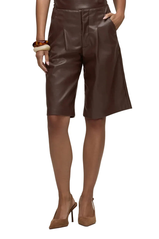 HUDSON: Vegan Leather Pleated Trouser Short