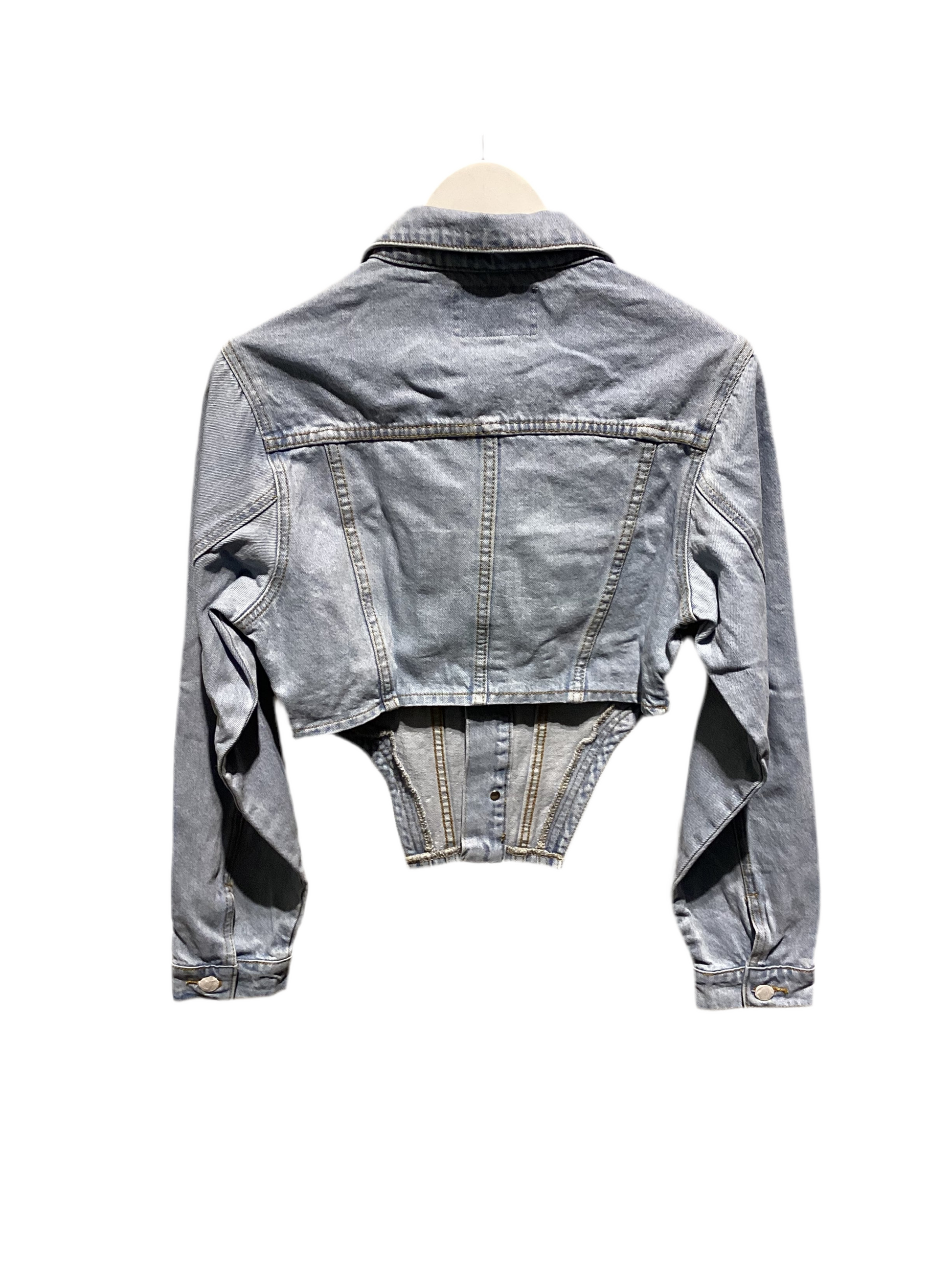 Signature 8 cropped denim corset jacket – 85 86 eightyfiveightysix Signature 8 cropped denim corset jacket – 85 86 eightyfiveightysix