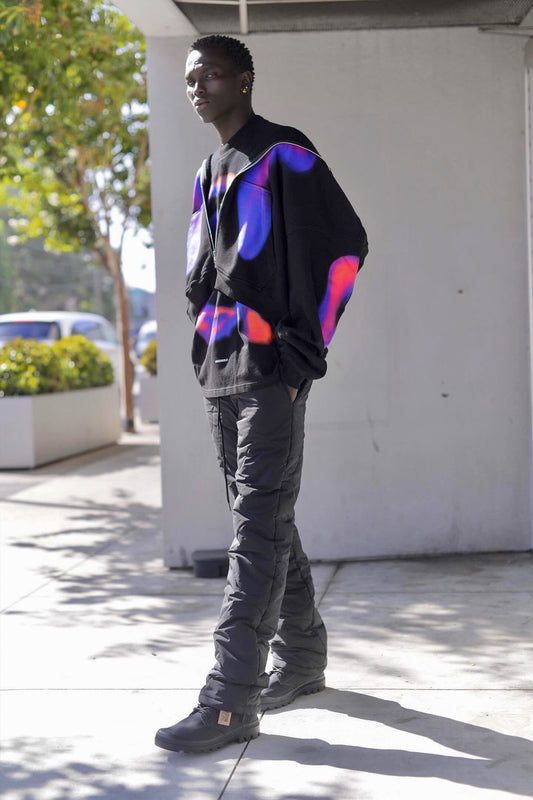 EPTM: GRIDDY PUFFER PANTS BLACK (on model)