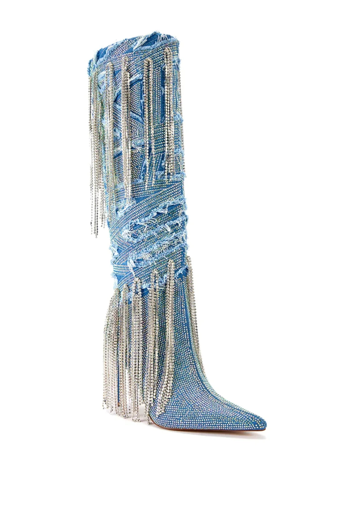 AZALEA WANG: MISCHIEF DENIM EMBELLISHED BOOT