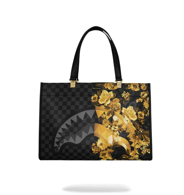SPRAYGROUND: GOLD FLORAL REMIX TORTUGA TOTE BAG
