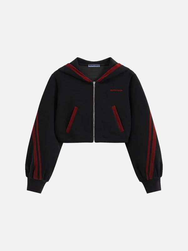 AELFRIC EDEN: CROPPED CONTRAST STRIPE HOODIE