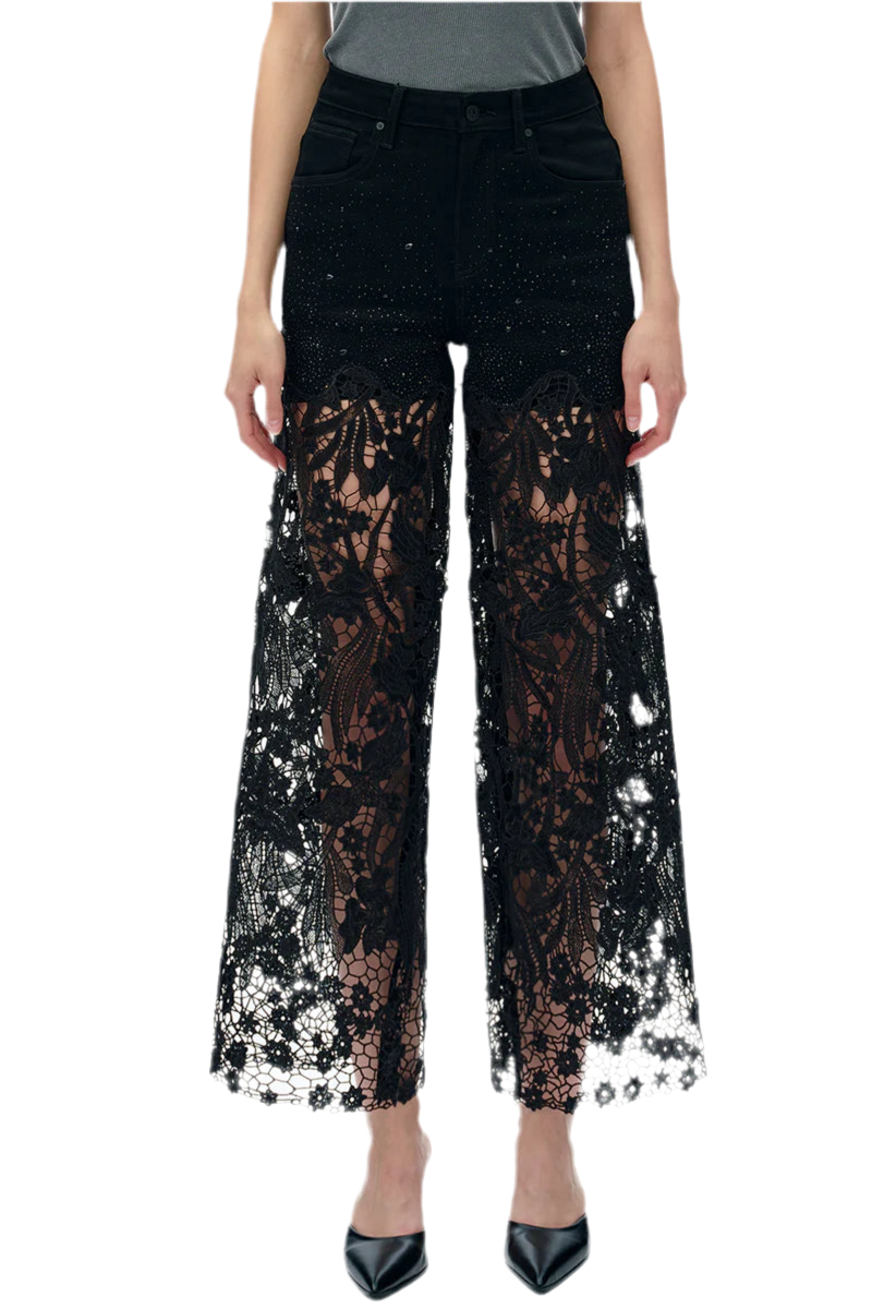 BAYEAS: LACE RHINESTONE JEANS