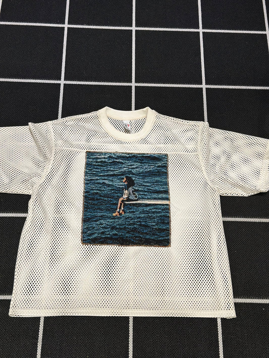 ANGEL GENTLE: SZA JERSEY MESH TAPESTRY TOP