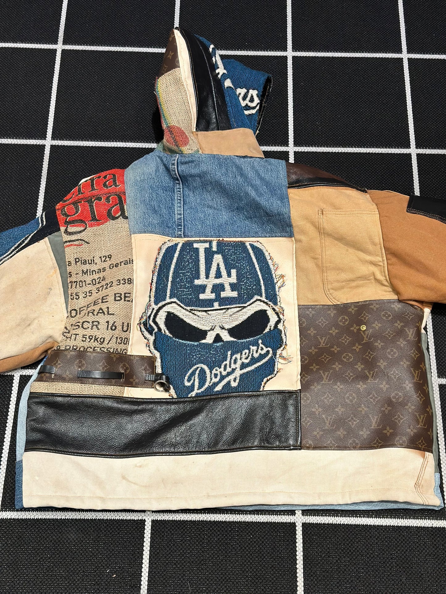 ANGEL GENTLE: TAPESTRY PATCHWORK LA DODGERS COAT