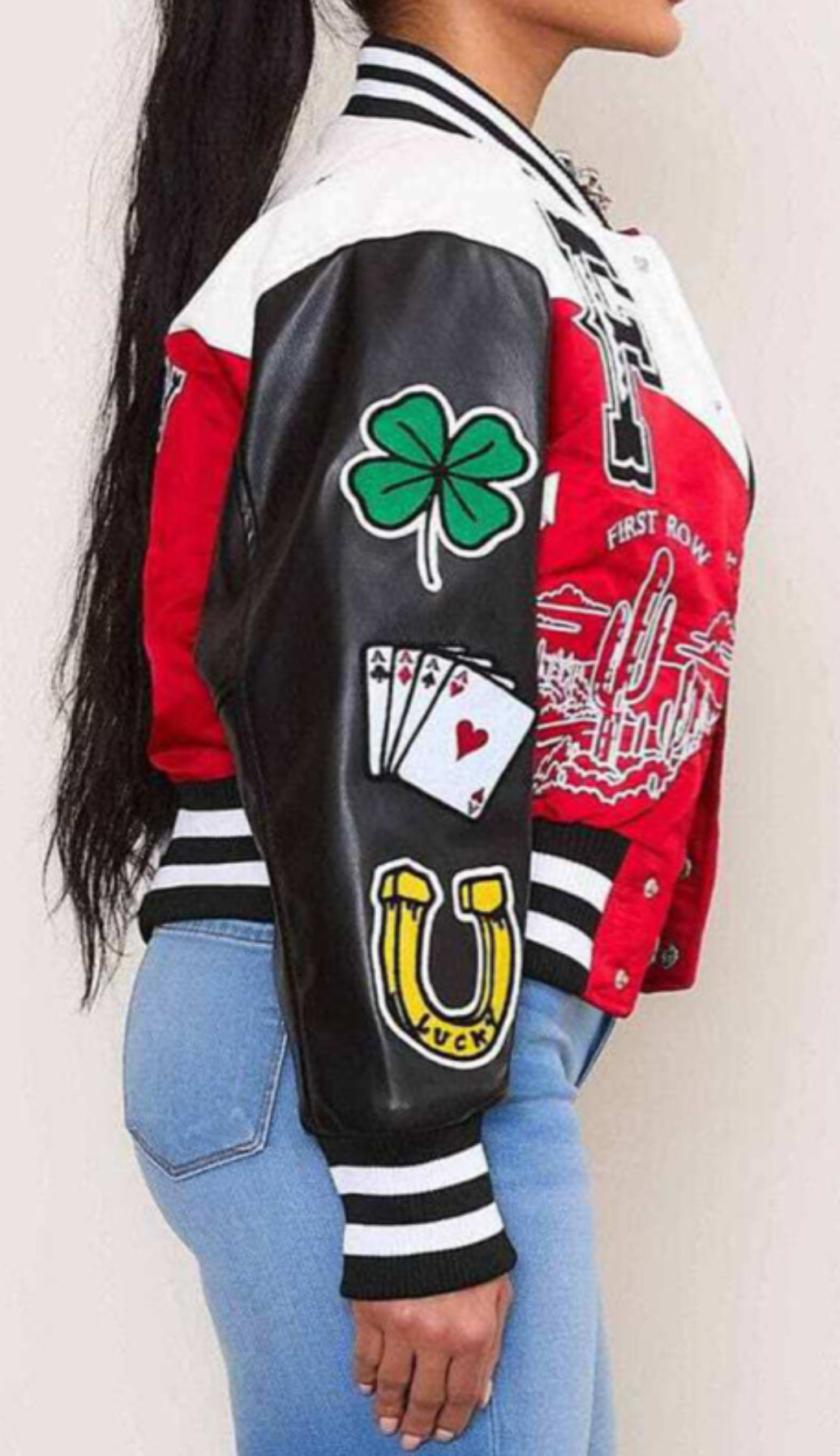 FIRST ROW CROPPED SPRING VARSITY JACKET