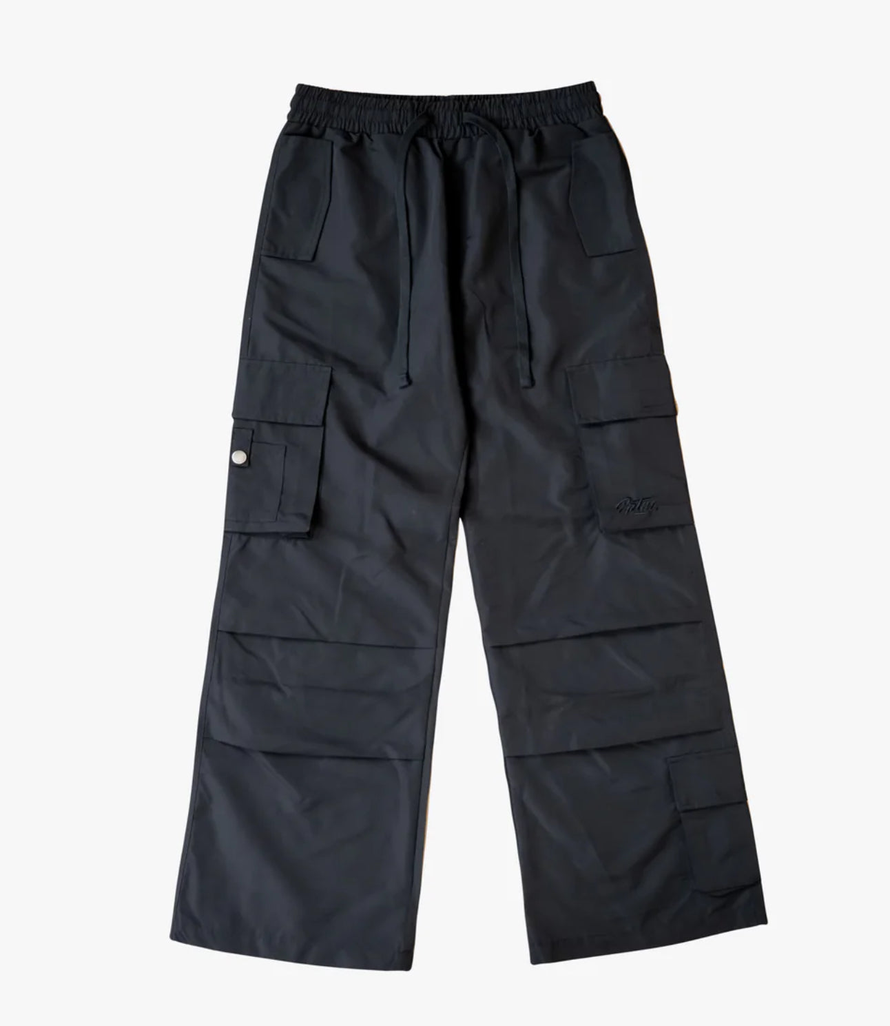 EPTM: PARACHUTE CARGO PANTS flat lay view (black)