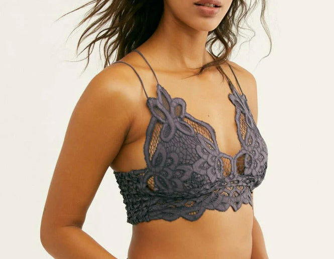 Slate- FREE PEOPLE: ADELLA LONGLINE LACE BRALETTE